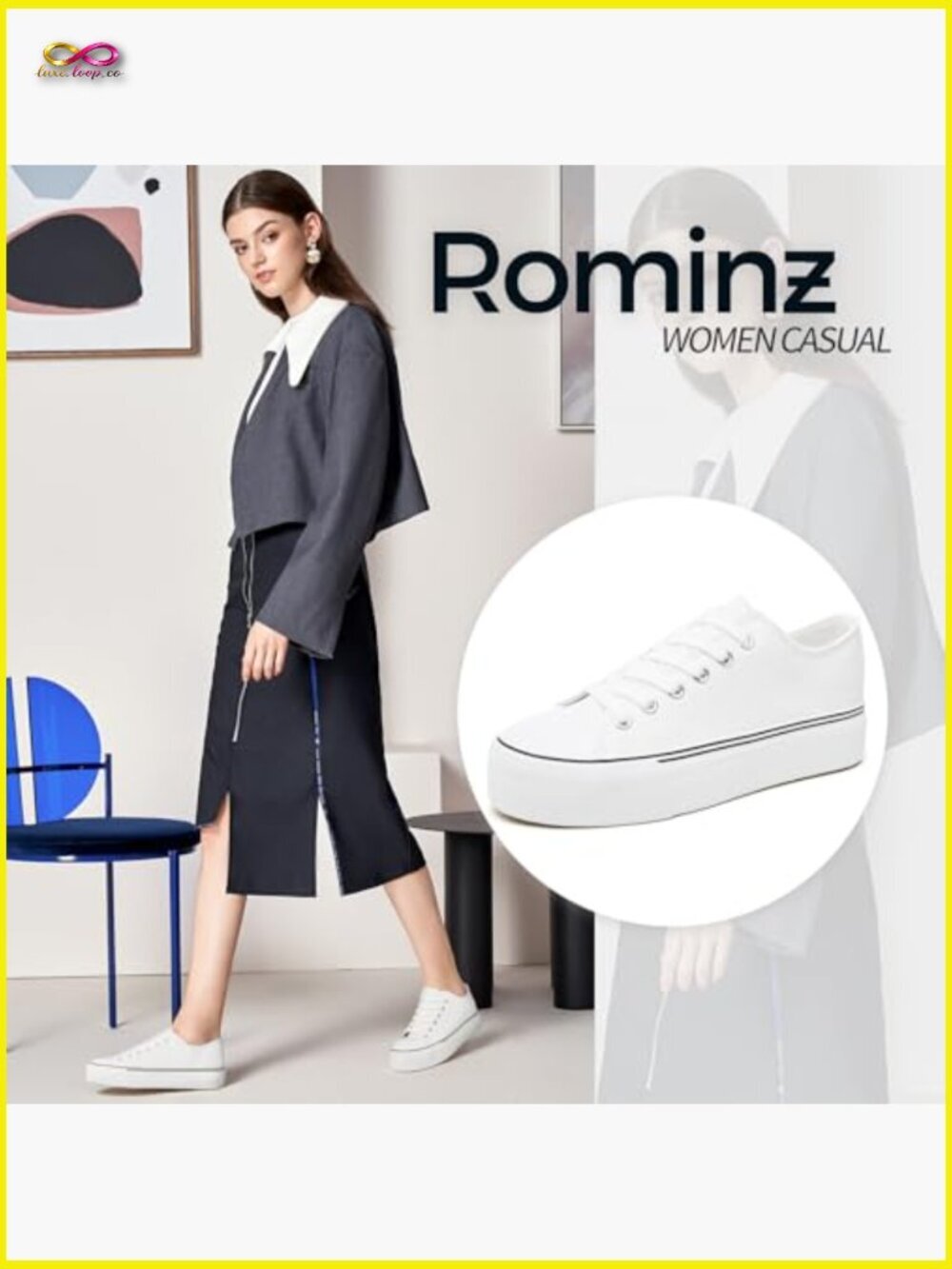 Platform Sneakers Classic Low Top Pu Leather Casual Walking Shoes Women View 3
